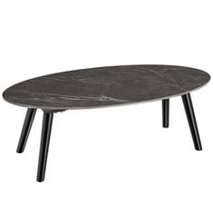 TECTAKE COFFEE TABLE ACERRA - OVAL, MARBLE LOOK TABLE TOP, 100 X 50 X 34.5 CM - PRODUCT CODE. 405382 - RRP £125 (ZONE 1)