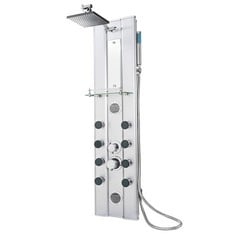 TECTAKE SHOWER PANEL WITH 10 MASSAGE JETS, ALUMINIUM - PRODUCT CODE. 402117 - RRP £140 (ZONE 1)