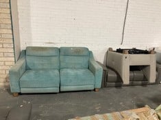 3 X ASSORTED ITEMS TO INCLUDE LAZY BOY CYAN BLUE FABRIC OSLO 3 SEATER SOFA RRP - Ã‚Â£1745 AND LAZY BOY CREAM LEATHER OSLO ARMCHAIR (PARTS) RRP - Ã‚Â£956 (ZONE 4) (KERBSIDE PALLET DELIVERY) (KERBSIDE