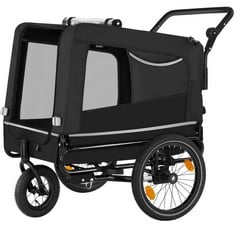 3 X ASSORTED TECTAKE ITEMS TO INCLUDE DOG BIKE TRAILER - MULTIFUNCTIONAL, FOLDABLE, INCLUDING REFLECTORS, LEASH AND FLAG - PRODUCT CODE. 404946 (ZONE 1)