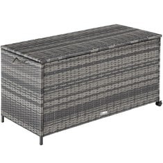 TECTAKE STORAGE BOX - ALUMINIUM FRAME, RATTAN WEAVE, 117 X 54 X 64 CM - PRODUCT CODE. 404555 - RRP £125 (ZONE 1)