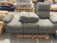 LARGE 3 SEATER GREY LEATHER SOFA PARTS (KERBSIDE PALLET DELIVERY) (ZONE 4) (KERBSIDE PALLET DELIVERY) (KERBSIDE PALLET DELIVERY)