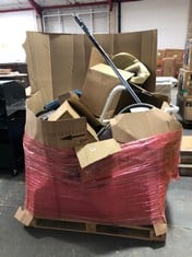 PALLET OF ASSORTED ITEMS TO INCLUDE FOLD OUT METAL CHAIR IN PLUM (ZONE 4) (KERBSIDE PALLET DELIVERY)