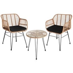 TECTAKE RATTAN FURNITURE SET MOLFETTA (2 CHAIRS & 1 TABLE) - PRODUCT CODE. 403558 - RRP £154 (ZONE 1)