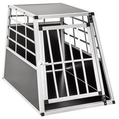 2 X TECTAKE DOG CRATE SINGLE - STRAIGHT BACK WALL, ALUMINIUM TRANSPORT BOX, LOCKABLE - PRODUCT CODE. 400651 - TOTAL LOT RRP £222 (ZONE 1)