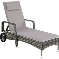 TECTAKE SUN LOUNGER - RESILIENT POLY-RATTAN, UV-RESISTANT - PRODUCT CODE. 404588 - RRP £136 (ZONE 1)