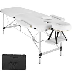 TECTAKE MASSAGE TABLE - 2-ZONE BED, ALUMINIUM FRAME, WITH CARRY BAG, HEAD- AND ARMRESTS - PRODUCT CODE. 402788 - RRP £137 (ZONE 1)