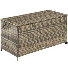 TECTAKE STORAGE BOX - ALUMINIUM FRAME, RATTAN WEAVE, 117 X 54 X 64 CM - PRODUCT CODE. 404556 - RRP £125 (ZONE 1)