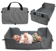 2 X DOOKY PORTABLE POP-UP BABY TRAVEL COT/ CRIB, LIGHTWEIGHT, COMPACT, INCLUDES 1 CM THICK MATTRESS (38 X 73 X 1 CM), FOLDED OUT 41 X 75 CM, FOLDED 41 X 26 CM, SUITABLE UPTO 6 MONTHS AGE, GREY MELANG