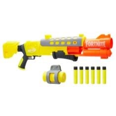 18 X NERF FORTNITE LEGENDARY TAC BLASTER, YELLOW GLOW WRAP DESIGN, 6-DART MEGA DRUM, 6 NERF ACCUSTRIKE MEGA DARTS, MULTICOLOR, ONE SIZE (BOX OF 3).