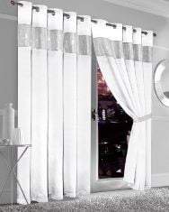 17X ASSORTED ITEMS TO INCLUDE OLIVIA ROCCO DIAMANTE DIM OUT EYELET CURTAINS WITH TIE BACKS BLACK OUT 50% THERMAL RING TOP CURTAIN PAIR WINDOW DRESSING, 66" (WIDTH) X 90" (DROP) WHITE, WARMIES®FULLY H