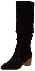 5X ASSORTED SHOES TO INCLUDE ESSENTIALS WOMEN'S TALL BLOCK-HEELED BOOTS, BLACK, 4.5 UK, ESSENTIALS WOMEN'S TALL-HEEL BOOT, SNAKE FAUX LEATHER, 6 UK WIDE.