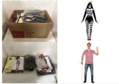 11X ASSORTED FANCY DRESS TO INCLUDE SMIFFYS WHERE'S WALLY KIT, ADULTS RED & WHITE HAT, KNITTED SCARF & GLASSES, OFFICIAL LICENSE SET WITH TASSEL DETAIL SCARF, PERFECT FOR A THEMED PARTIES OR WORLD BO