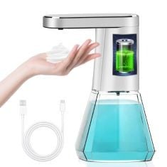 3 X RECHARGEABLE AUTOMATIC SOAP DISPENSER AND TOUCHLESS FOAMING SOAP DISPENSER WITH 3 MODES, 400ML STAINLESS STEEL ELECTRIC SOAP DISPENSER WITH INFRARED MOTION SENSOR FOR HOME, SCHOOL, HOTEL.