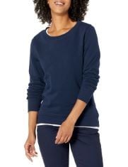 X30 ASSORTED CLOTHING TO INCLUDE ESSENTIALS WOMEN'S FRENCH TERRY FLEECE CREWNECK SWEATSHIRT (AVAILABLE IN PLUS SIZE), NAVY, L.