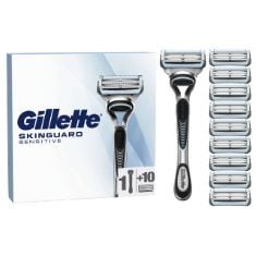 17X ASSORTED MEN’S SHAVING ITEMS TO INCLUDE GILLETTE SKINGUARD SENSITIVE MEN’S RAZOR, SHAVING RAZOR FOR MEN WITH SKIN IRRITATION, 1 HANDLE, 10 BLADE REFILLS, GILLETTE LABS EXFOLIATING MEN'S RAZOR, RA