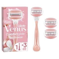 9X ASSORTED WOMEN’S SHAVING ITEMS TO INCLUDE GILLETTE VENUS COMFORTGLIDE SPA BREEZE 2-IN-1 RAZOR FOR WOMEN + 3 REFILL BLADES, SHAVING GEL BARS STARTER KIT (PACKAGING MAY VARY), SCHOLL EXPERTCARE 2-IN