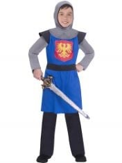 X9 ASSORTED FANCY DRESS TO INCLUDE AMSCAN 9906385 - KIDS BLUE MEDIEVAL KNIGHT WORLD BOOK DAY BOYS FANCY DRESS COSTUME AGE: 6-8 YEARS, RUBIES OFFICIAL DISNEY MARVEL ETERNALS IKARIS DELUXE CHILD COSTUM