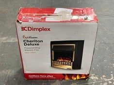 DIMPLEX OPTIFLAME CHERITON DELUXE FREESTANDING ELECTRIC FIRE IN BRASS EFFECT - RRP £300