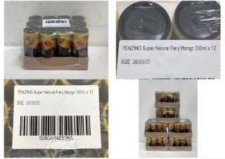 6 X TENZING SUPER NATURAL FIERY MANGO RRP: £25 PER PACK (PACK OF 12 X 330ML) BBE:26/06/26 (COLLECTION ONLY)