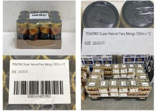 PALLET OF 32 X TENZING SUPER NATURAL FIERY MANGO RRP: £25 PER PACK (PACK OF 12 X 330ML) BBE:26/06/26 (COLLECTION ONLY)