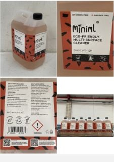 14 X MINIML ECO-FRIENDLY MULTI SURFACE CLEANER BLOOD ORANGE 5L - TOTAL LOT RRP £145 (COLLECTION ONLY) (CAGE NOT INCLUDED)