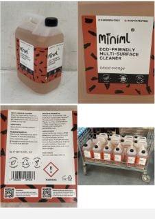 14 X MINIML ECO-FRIENDLY MULTI SURFACE CLEANER BLOOD ORANGE 5L - TOTAL LOT RRP £145 (COLLECTION ONLY) (CAGE NOT INCLUDED)