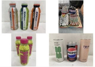 PALLET OF ASSORTED LIQUIDS TO INCLUDE QTY OF WOW HYDRATE PROTEIN DRINK TROPICAL FLAVOUR 500ML - BBE: 10/2024 (COLLECTION ONLY)