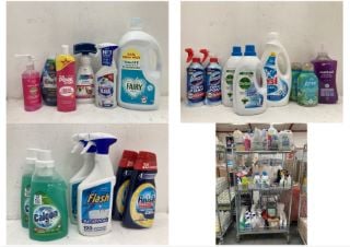 CAGE OF ASSORTED LIQUIDS TO INCLUDE DETTOL ANTIBACTERIAL LAUNDRY SANITISER IN FRESH COTTON SCENT 1.5L (COLLECTION ONLY) (CAGE NOT INCLUDED)