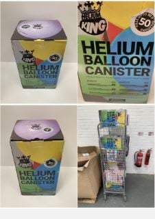 CAGE OF ASSORTED HELIUM TANKS TO INCLUDE HELIUM KING LARGE TANK (18+) ( COLLECTION ONLY ) ( CAGE NOT INCLUDED )