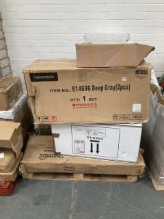 PALLET OF ASSORTED ITEMS TO INCLUDE YAHEETECH 1 SET OF GREY CHAIRS