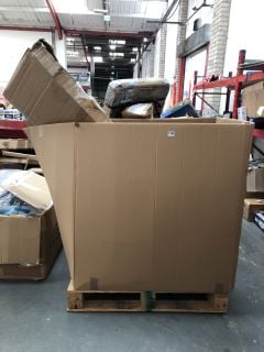 PALLET OF ASSORTED ITEMS TO INCLUDE MEDIUM IRONING BOARD WITH IRON REST