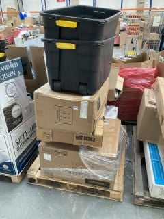 PALLET OF ASSORTED ITEMS TO INCLUDE HEAVY DUTY 175L TRUNK IN BLACK