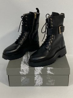 ALLSAINTS ONYX LEATHER BOOTS IN BLACK UK SIZE 7 - RRP £249: LOCATION - FRONT BOOTH