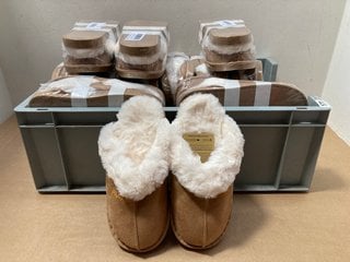 QTY OF BROWN AND WHITE FUR SLIPPERS SIZE UK 3.5-5: LOCATION - A4