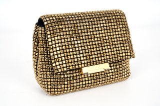 TED BAKER CRYSTAL MINI CROSSBODY BAG IN GOLD - RRP £130: LOCATION - FRONT BOOTH