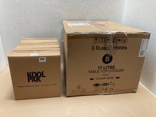 3 X BOX OF 12 KOOL PAK INSTANT ICE PACKS TO INCLUDE RUSSELL HOBBS 17L TABLE TOP COOLER: LOCATION - A13