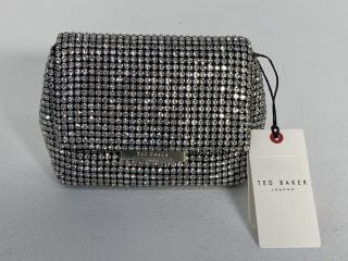 TED BAKER CRYSTAL MINI CROSSBODY BAG IN SILVER - RRP £130: LOCATION - FRONT BOOTH