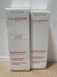 CLARINS 75ML DELUXE EDITION DOUBLE SERUM TO INCLUDE CLARINS 50ML DOUBLE SERUM - COMBINED RRP £200: LOCATION - A-2