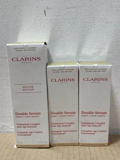 CLARINS 75ML DELUXE EDITION DOUBLE SERUM TO INCLUDE 2 X CLARINS 30ML DOUBLE SERUM - COMBINED RRP £248: LOCATION - A-2