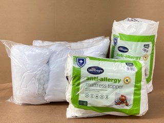 4 X BEDDING ITEMS TO INCLUDE SILENTNIGHT ANTI-ALLERGY MATTRESS TOPPER - SIZE: SINGLE: LOCATION - B7