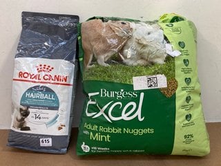 ROYAL CANIN FELINE NUTRITION CARE TO INCLUDE BURGESS EXCEL WITH MINT ADULT RABBIT NUGGETS: LOCATION - B5