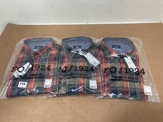 3 X FQ // 1924 STEVEN CHECKERED BUTTON UP SHIRT IN RED AND BLUE IN VARIOUS SIZES: LOCATION - B0