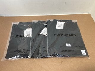 3 X PULZ JEANS PAJAMA BUTTON UP SHIRT WITH POCKET IN BLACK SIZE L: LOCATION - B0