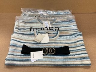 3 X FRANSA PULLOVER KNITTED SWEATER IN BLUE SIZE XL TO INCLUDE B.YOUNG LARGE BELT IN BLACK: LOCATION - C0