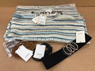 2 X FRANSA PULLOVER KNITTED SWEATER IN BLUE SIZE L TO INCLUDE B.YOUNG LARGE BELT IN BLACK: LOCATION - C0