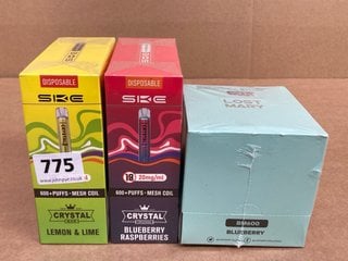 3 X BOX OF 10 VAPES TO INCLUDE CRYSTAL 600+ PUFFS DISPOSABLE LEMON & LIME (PLEASE NOTE: 18+YEARS ONLY. ID MAY BE REQUIRED): LOCATION - D0