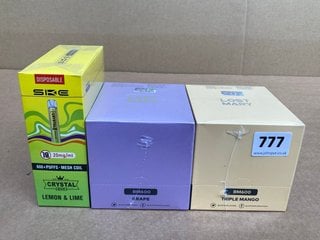 3 X BOX OF 10 VAPES TO INCLUDE CRYSTAL 600+ PUFFS DISPOSABLE LEMON & LIME (PLEASE NOTE: 18+YEARS ONLY. ID MAY BE REQUIRED): LOCATION - D0