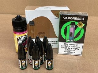 QTY OF VAPE ITEMS TO INCLUDE ELFBAR BOX OF 10 DISPOSABLE 600+ PUFFS SNOOW TOBACCO VAPES (PLEASE NOTE: 18+YEARS ONLY. ID MAY BE REQUIRED): LOCATION - D0