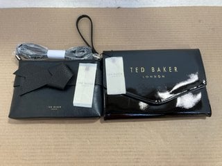 TED BAKER CROSSBODY BAG IN JET BLACK TO INCLUDE TED BAKER CRINKLE ICON POUCH IN BLACK: LOCATION - C5